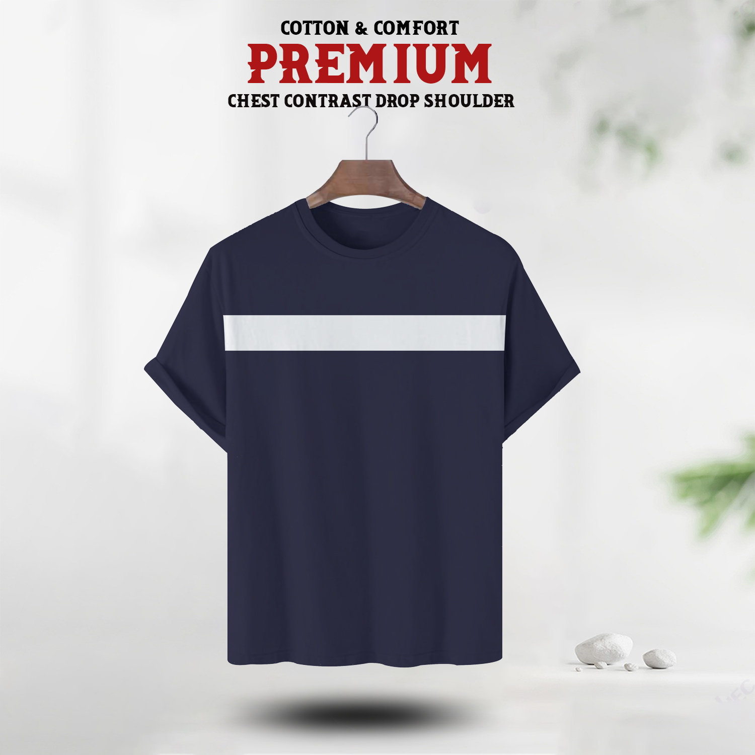 Soft Comfort Drop Shoulder Premium T-Shirt-cc navy