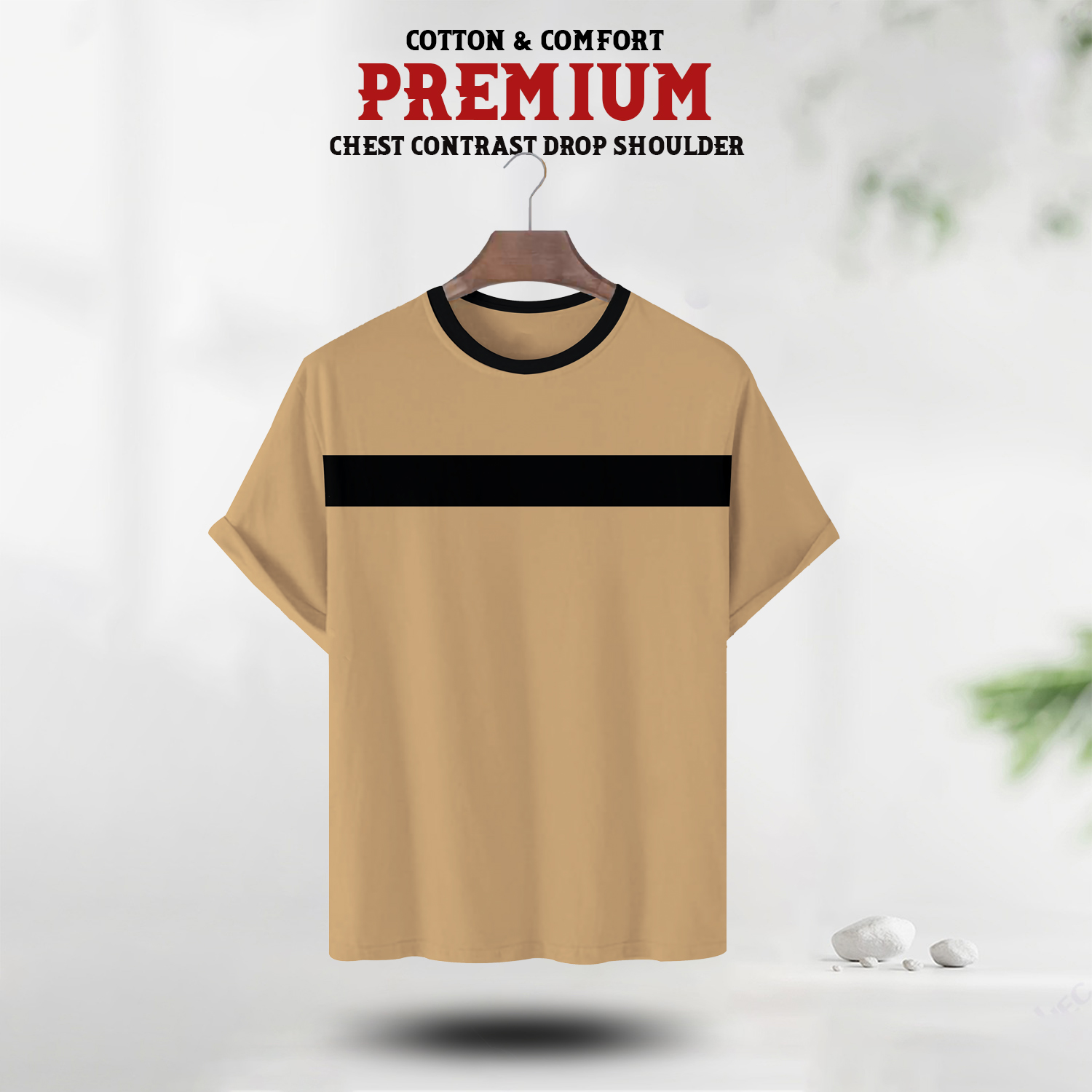 Soft Comfort Drop Shoulder Premium T-Shirt-cc brown