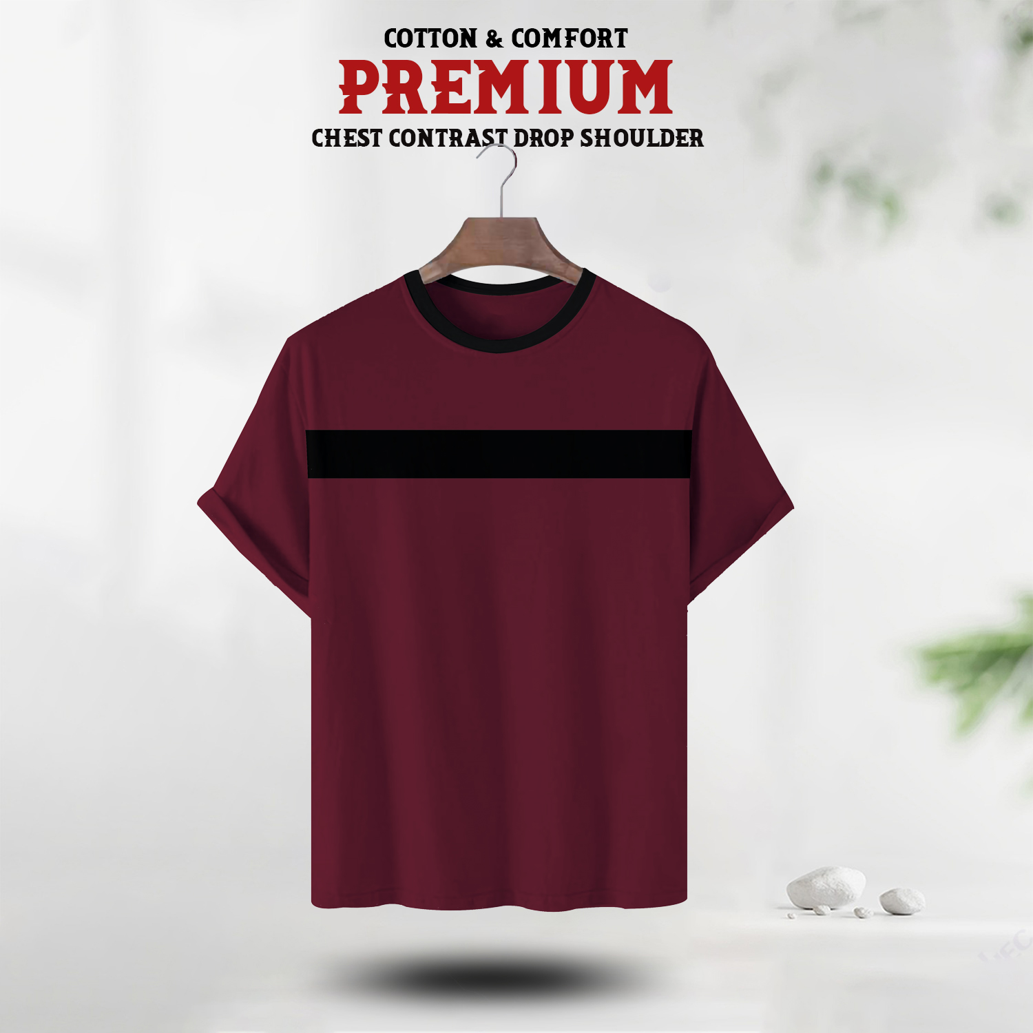 Soft Comfort Drop Shoulder Premium T-Shirt-cc maroon