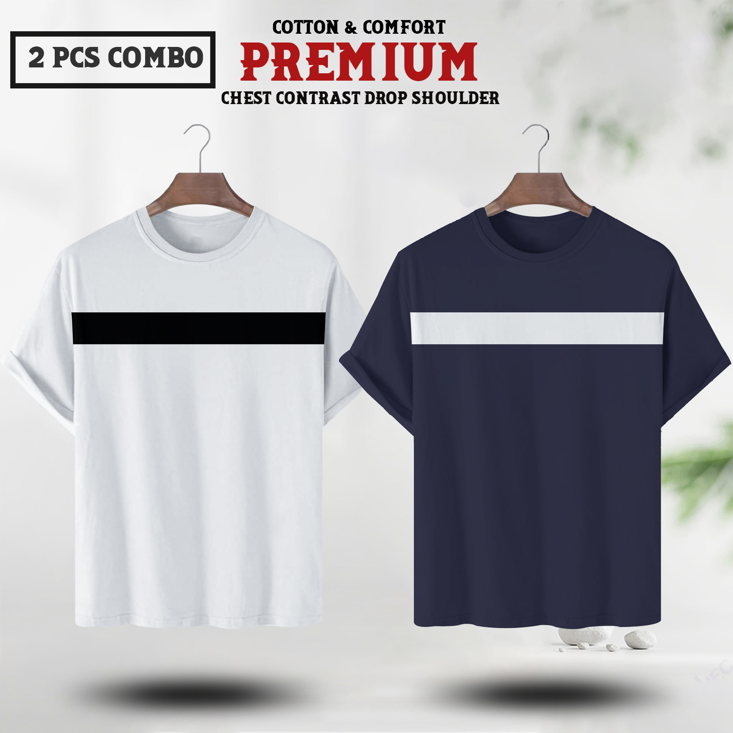 Soft Comfort Drop Shoulder Premium T-Shirt-cc white-cc black