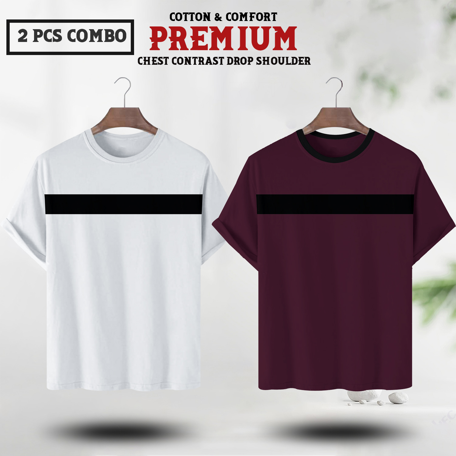 Soft Comfort Drop Shoulder Premium T-Shirt- cc white-cc purple