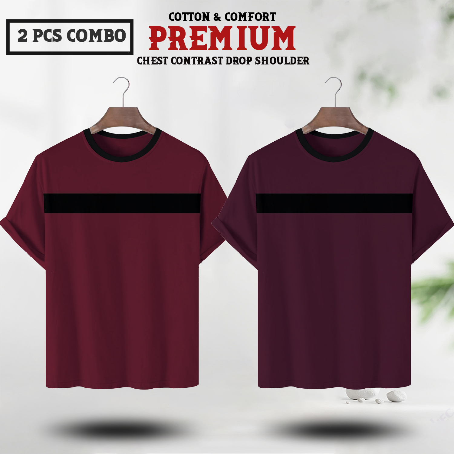 Soft Comfort Drop Shoulder Premium T-Shirt- cc maroon-cc purple