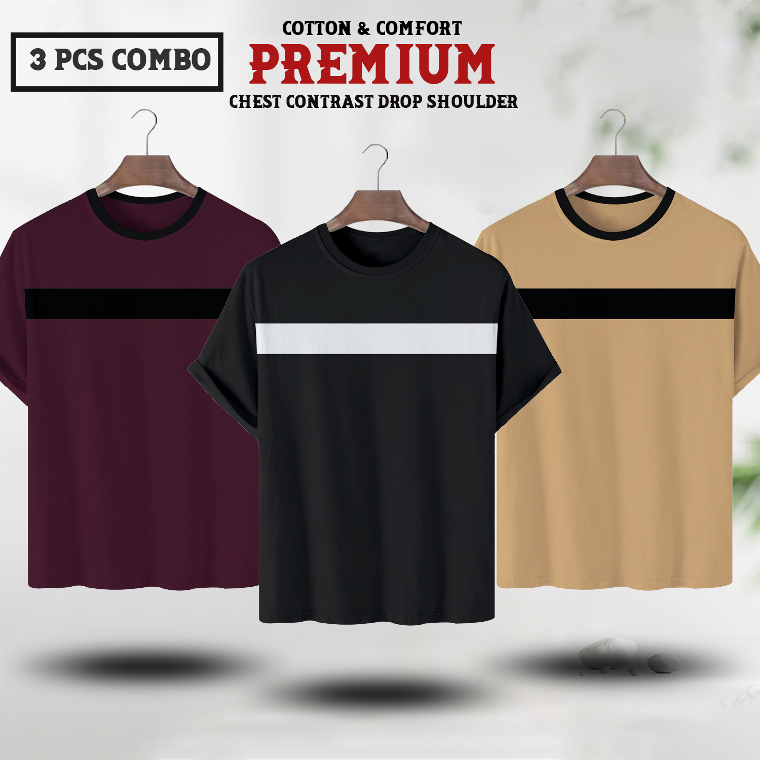 Soft Comfort Drop Shoulder Premium T-Shirt- cc purple-cc black-cc brown