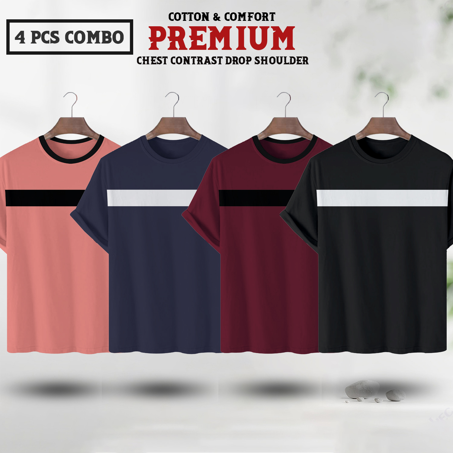Soft Comfort Drop Shoulder Premium T-Shirt- cc piyaj-cc navy-cc maroon-cc black