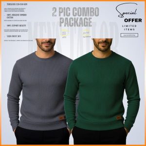 𝐒𝐨𝐥𝐢𝐝 𝐒𝐰𝐞𝐚𝐭𝐬𝐡𝐢𝐫𝐭 Charcoal-Bottle Green 2 Pcs Combo