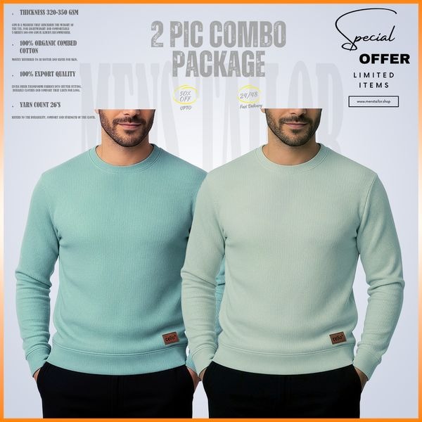 𝐒𝐨𝐥𝐢𝐝 𝐒𝐰𝐞𝐚𝐭𝐬𝐡𝐢𝐫𝐭 -Pastel Green-Light Lemon 2 Pcs Combo