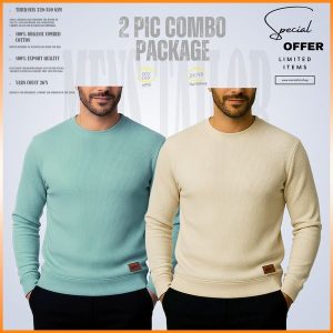 𝐒𝐨𝐥𝐢𝐝 𝐒𝐰𝐞𝐚𝐭𝐬𝐡𝐢𝐫𝐭 -Cream+Pastel Green 2 Pcs Combo