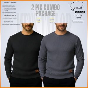 𝐒𝐨𝐥𝐢𝐝 𝐒𝐰𝐞𝐚𝐭𝐬𝐡𝐢𝐫𝐭 Black-Charcoal 2 Pcs Combo