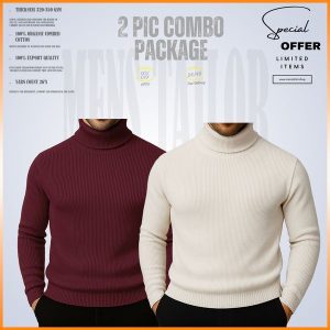 𝐓𝐮𝐫𝐭𝐥𝐞 𝐍𝐞𝐜𝐤 Maroon-Cream 2 Pcs Combo