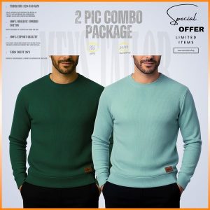 𝐒𝐨𝐥𝐢𝐝 𝐒𝐰𝐞𝐚𝐭𝐬𝐡𝐢𝐫𝐭 Bottle Green-Pastle Green 2 Pcs Combo