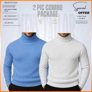 𝐓𝐮𝐫𝐭𝐥𝐞 𝐍𝐞𝐜𝐤 Sky Blue-White 2 Pcs Combo