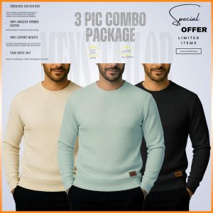 𝐒𝐨𝐥𝐢𝐝 𝐒𝐰𝐞𝐚𝐭𝐬𝐡𝐢𝐫𝐭 Cream-Light Lemon-Black 3 Pcs Combo