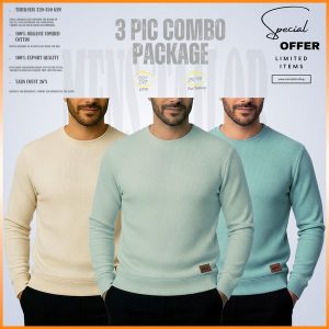 𝐒𝐨𝐥𝐢𝐝 𝐒𝐰𝐞𝐚𝐭𝐬𝐡𝐢𝐫𝐭 Cream-Light Lemon-Pastle Green 3 Pcs Combo