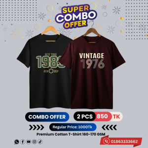 2C68 Premium Luxury Brand 2Pcs Combo T-shirt