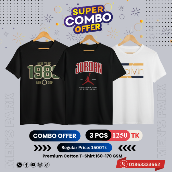 C-78 Premium Luxury Brand 3Pcs Combo T-shirt