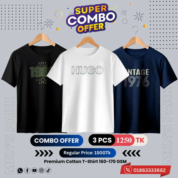 C-74 Premium Luxury Brand 3Pcs Combo T-shirt