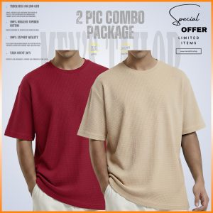 𝐖𝐚𝐟𝐟𝐥𝐞 𝐃𝐫𝐨𝐩 𝐒𝐡𝐨𝐮𝐥𝐝𝐞𝐫_ 2 pic Combo Offer 200+ GSM_ 𝑪𝒐𝒕𝒕𝒐𝒏 𝒇𝒂𝒃𝒓𝒊𝒄 - Maroon - Cream