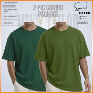 𝐖𝐚𝐟𝐟𝐥𝐞 𝐃𝐫𝐨𝐩 𝐒𝐡𝐨𝐮𝐥𝐝𝐞𝐫_ 2 pic Combo Offer 200+ GSM_ 𝑪𝒐𝒕𝒕𝒐𝒏 𝒇𝒂𝒃𝒓𝒊𝒄 - Green - Olive