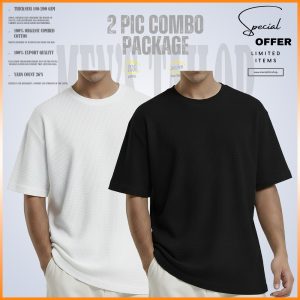 𝐖𝐚𝐟𝐟𝐥𝐞 𝐃𝐫𝐨𝐩 𝐒𝐡𝐨𝐮𝐥𝐝𝐞𝐫_ 2 pic Combo Offer 200+ GSM_ 𝑪𝒐𝒕𝒕𝒐𝒏 𝒇𝒂𝒃𝒓𝒊𝒄 - White - Black