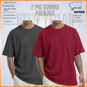 𝐖𝐚𝐟𝐟𝐥𝐞 𝐃𝐫𝐨𝐩 𝐒𝐡𝐨𝐮𝐥𝐝𝐞𝐫_ 2 pic Combo Offer 200+ GSM_ 𝑪𝒐𝒕𝒕𝒐𝒏 𝒇𝒂𝒃𝒓𝒊𝒄 - Deep Ash - Marooon