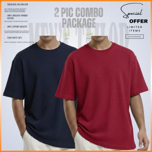 𝐖𝐚𝐟𝐟𝐥𝐞 𝐃𝐫𝐨𝐩 𝐒𝐡𝐨𝐮𝐥𝐝𝐞𝐫_ 2 pic Combo Offer 200+ GSM_ 𝑪𝒐𝒕𝒕𝒐𝒏 𝒇𝒂𝒃𝒓𝒊𝒄 - Navy - Maroon
