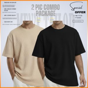 𝐖𝐚𝐟𝐟𝐥𝐞 𝐃𝐫𝐨𝐩 𝐒𝐡𝐨𝐮𝐥𝐝𝐞𝐫_ 2 pic Combo Offer 200+ GSM_ 𝑪𝒐𝒕𝒕𝒐𝒏 𝒇𝒂𝒃𝒓𝒊𝒄 - Cream - Black