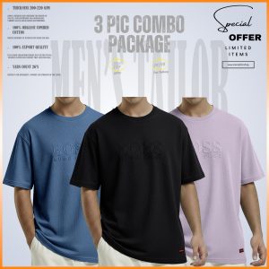 Premium Drop Shoulder 220+ GSM 2/2 Rib Fabric Ash Blue - Black - Lavender