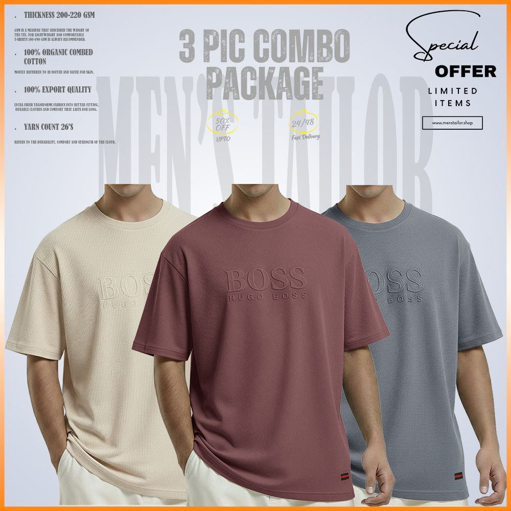 Premium Drop Shoulder 220+ GSM 2/2 Rib Fabric Light Cream-Ash Rose-Light Grey