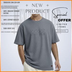 1 Pcs Premium Drop Shoulder 220+ GSM 2/2 Rib Fabric - Light Grey