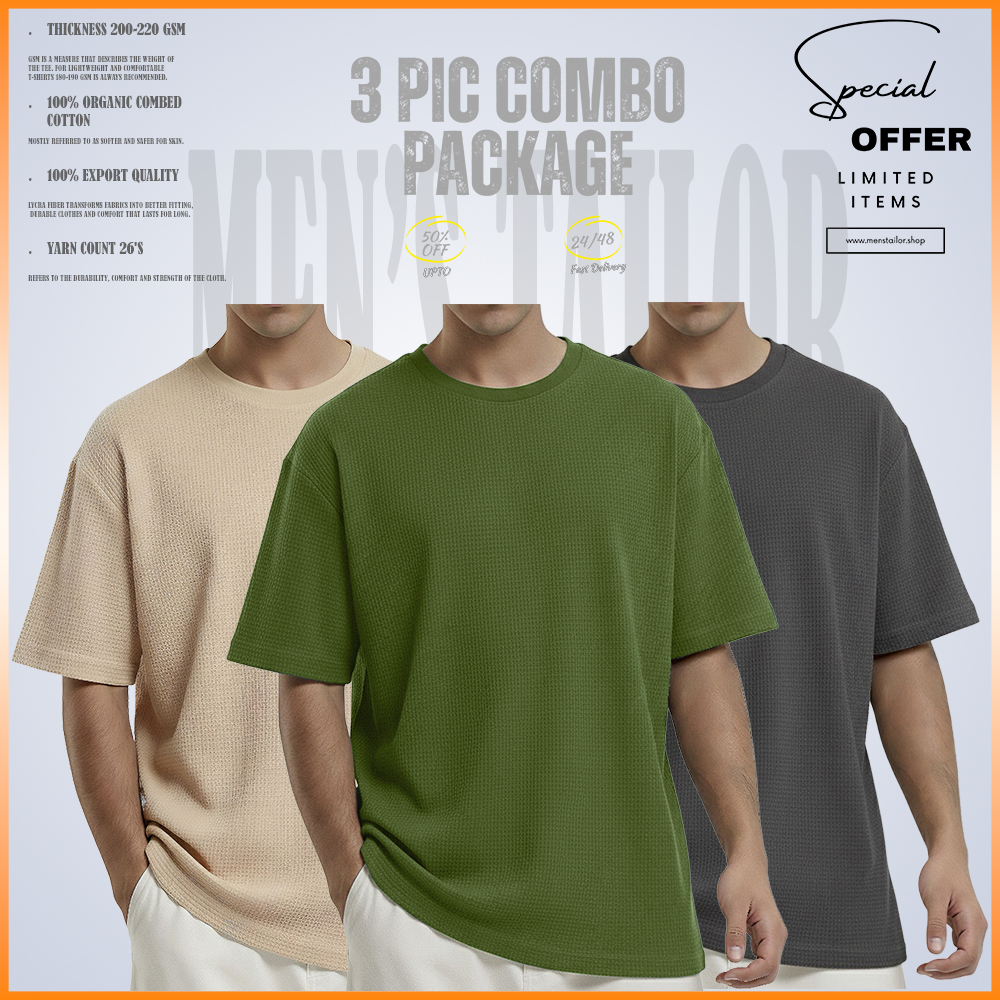 𝐖𝐚𝐟𝐟𝐥𝐞 𝐃𝐫𝐨𝐩 𝐒𝐡𝐨𝐮𝐥𝐝𝐞𝐫_ 𝐅𝐫𝐞𝐞 𝐃𝐞𝐥𝐢𝐯𝐞𝐫𝐲_ 3 pic Combo Offer 200+ GSM_ 𝑪𝒐𝒕𝒕𝒐𝒏 𝒇𝒂𝒃𝒓𝒊𝒄 - Deep Ash - Olive - Green