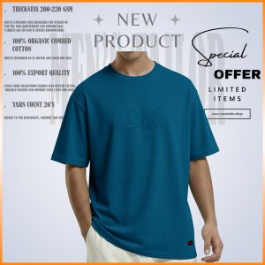 1 Pcs Premium Drop Shoulder 220+ GSM 2/2 Rib Fabric - Petrol Blue