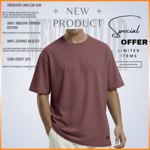 1 Pcs Premium Drop Shoulder 220+ GSM 2/2 Rib Fabric - Ash Rose